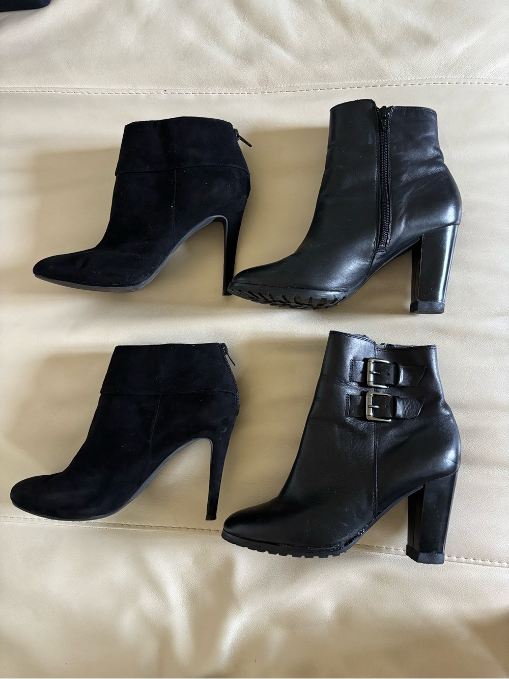 Set of 2 Black Ankle Boots Bundle Abound Stiletto & Shoemint Block Heel Size 8
